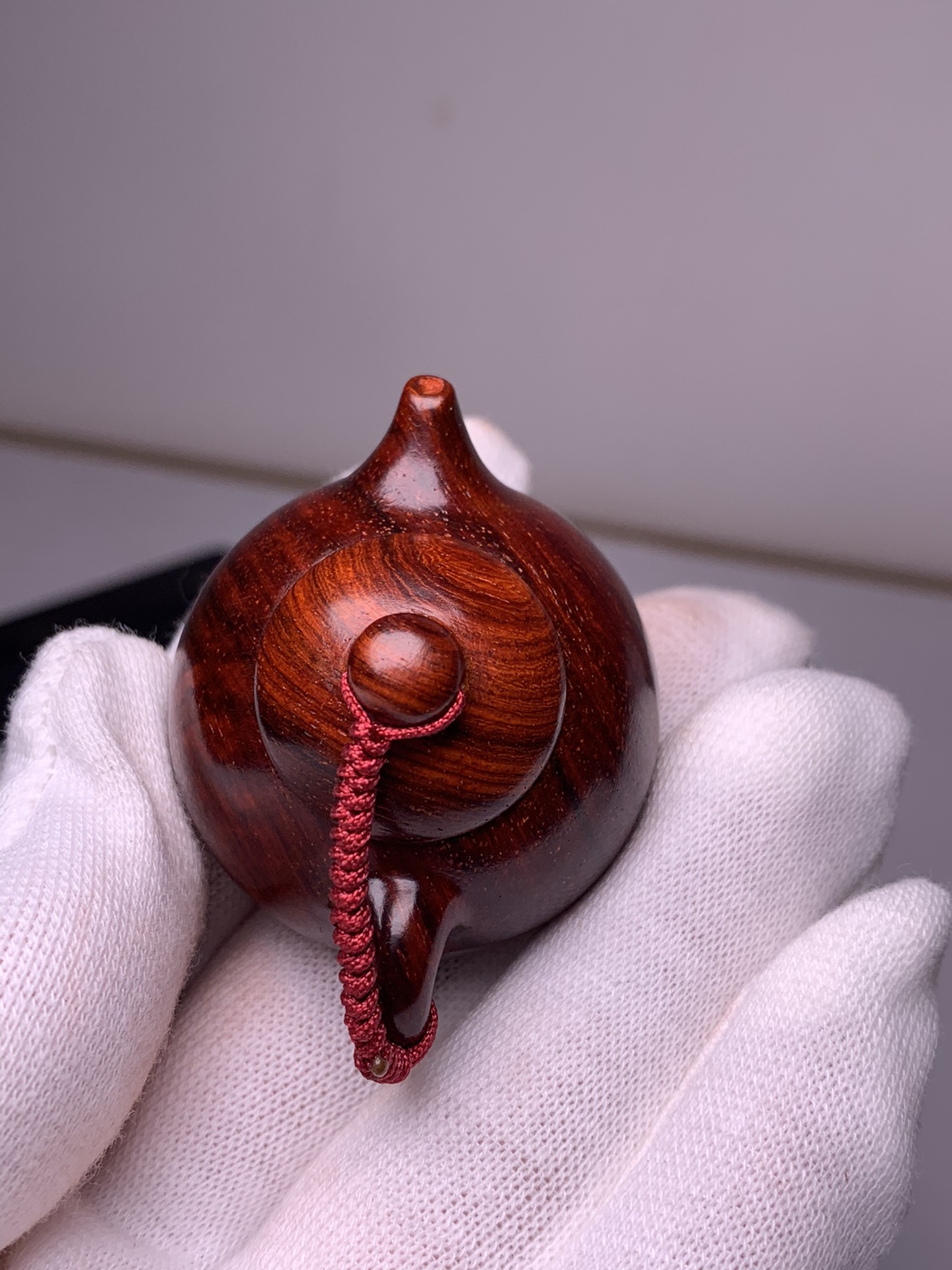 迷你型小茶壶印度小叶紫檀木雕刻茶壶装饰摆件手把件